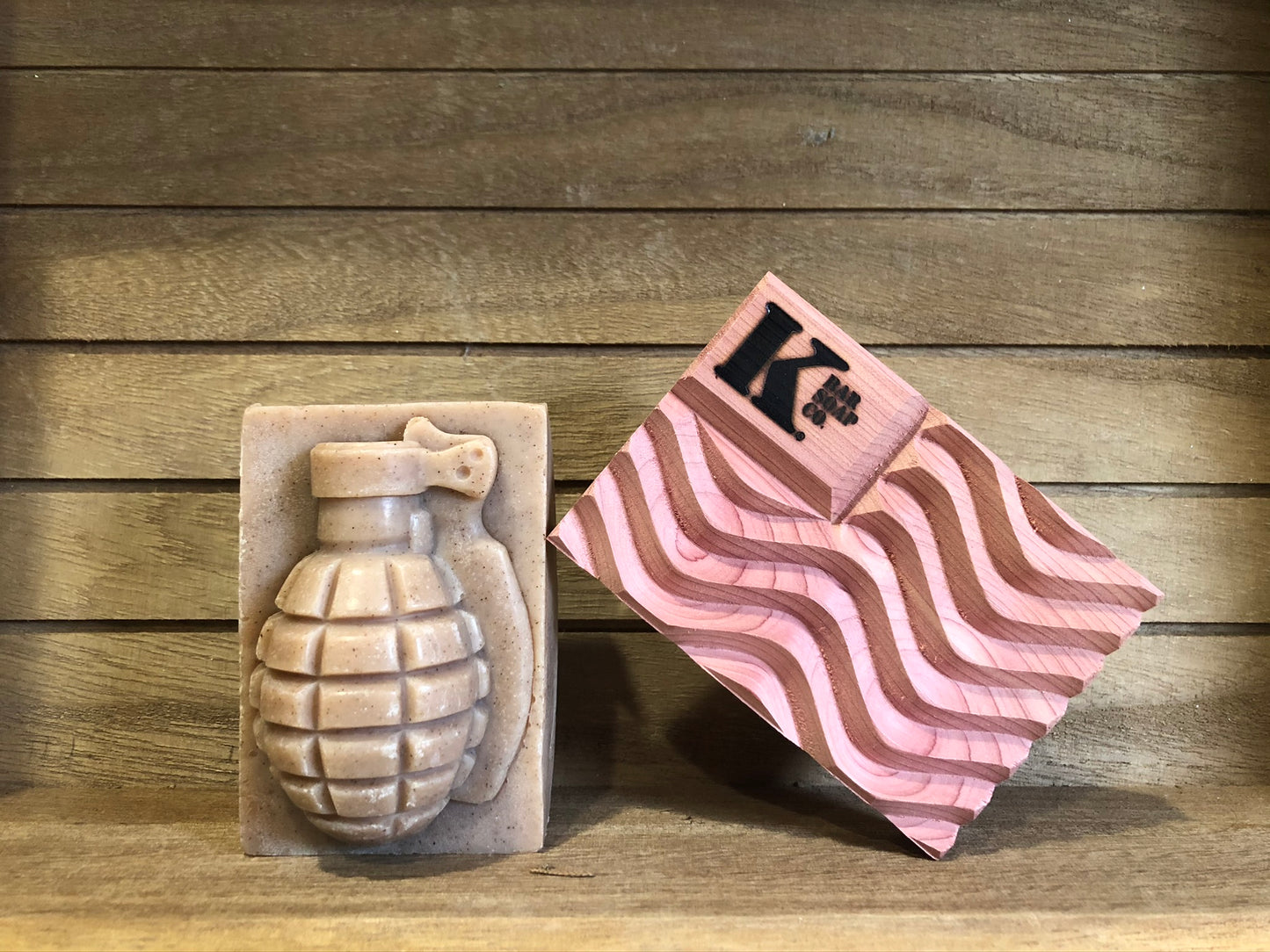 Grenade Soap and Cedar Soap Dish