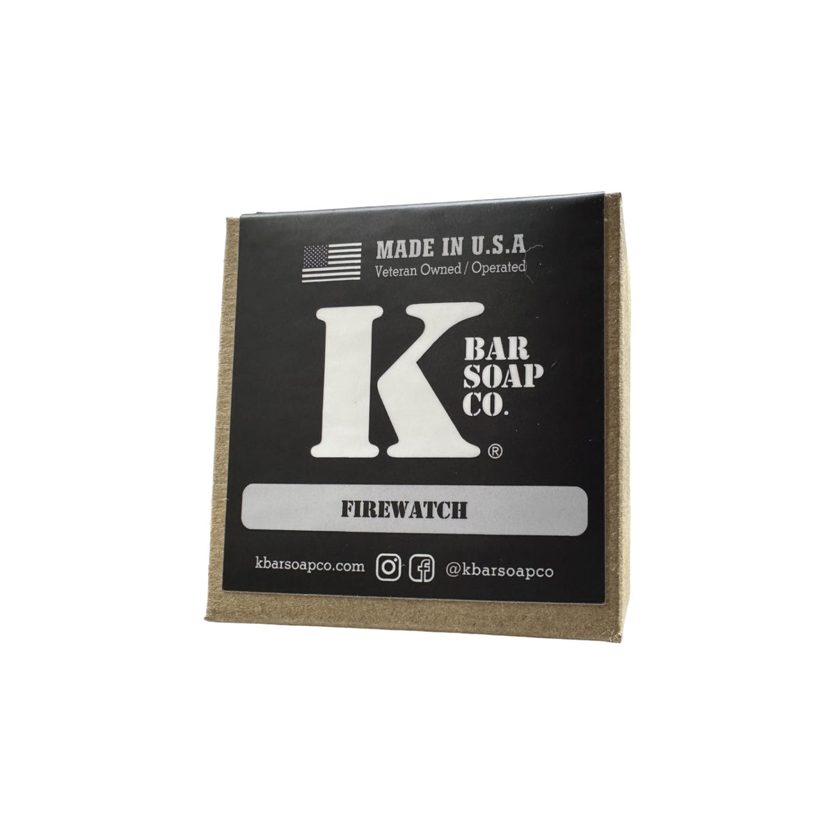 Firewatch cedar natural bar soap in its K Bar box, front