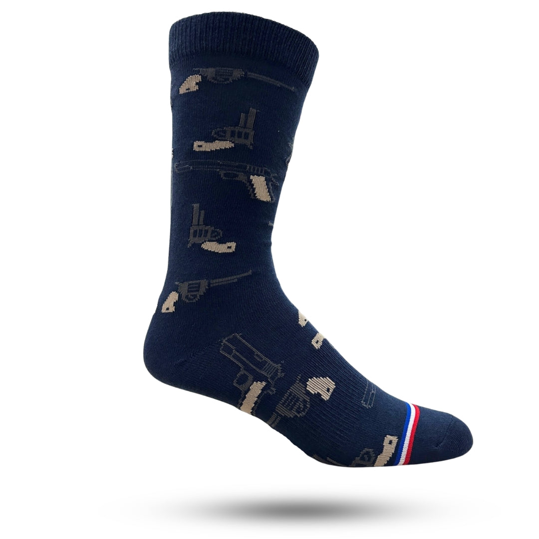Crew socks in navy with gun images