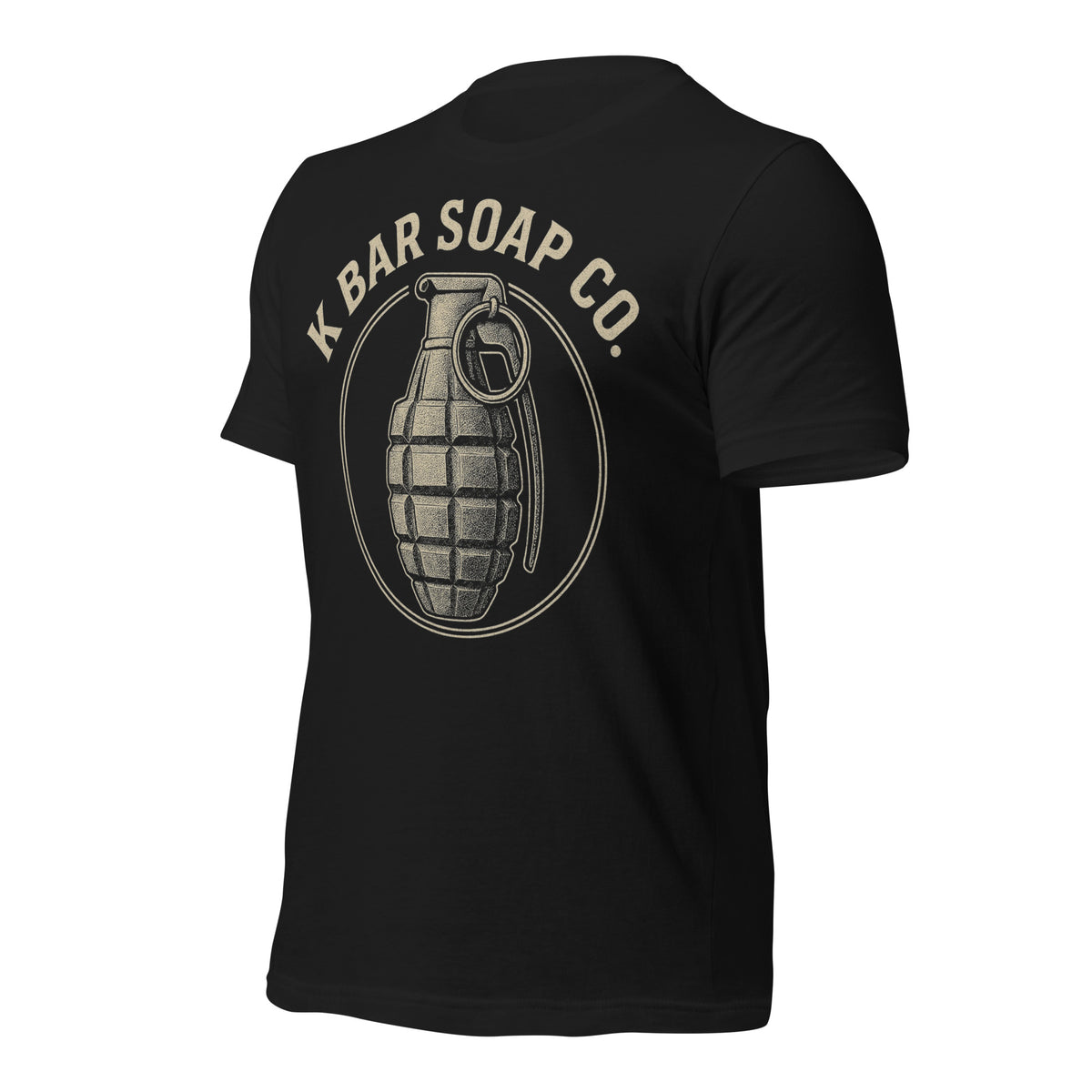 Black Vintage Nade K Bar Soap Co t-shirt, angled view