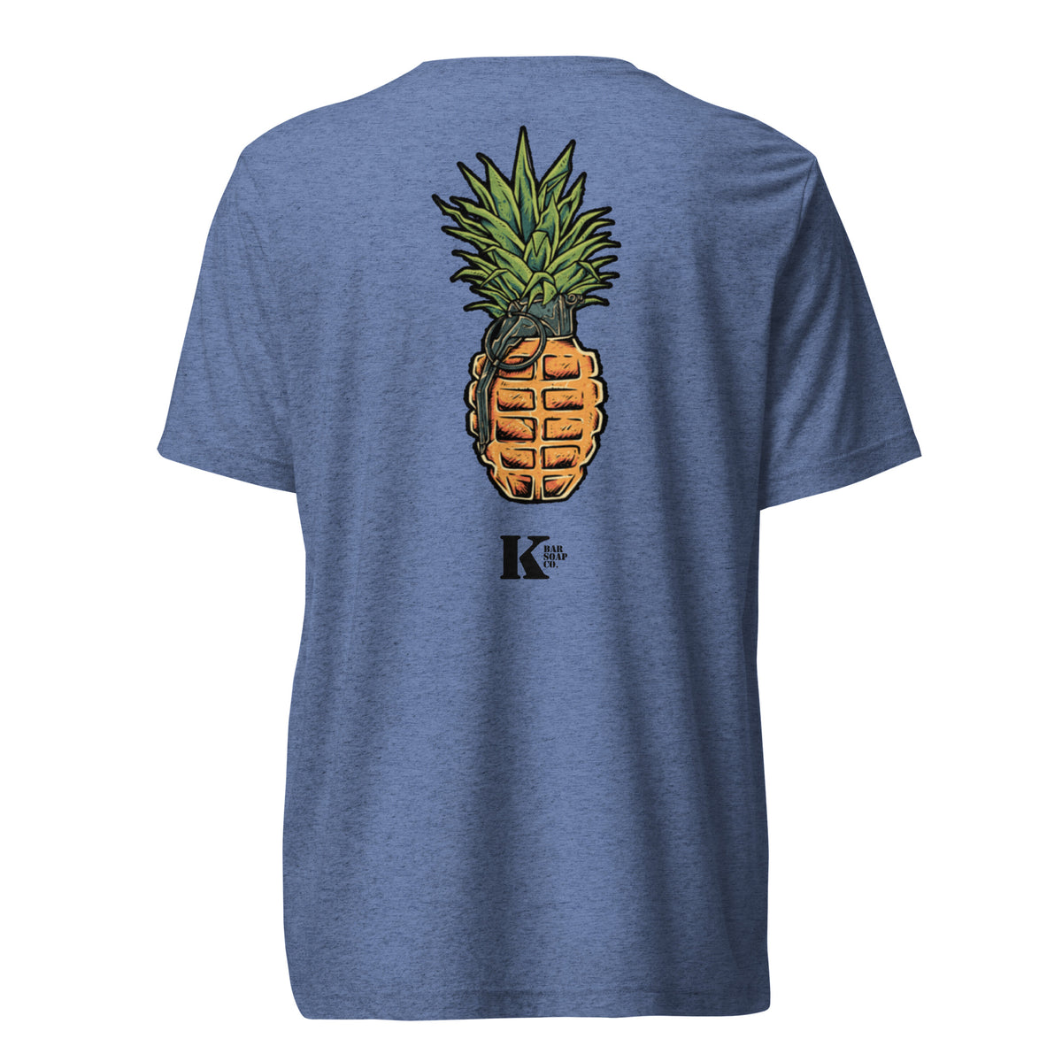 Blue Pineapple Frag tri-blend t-shirt, back