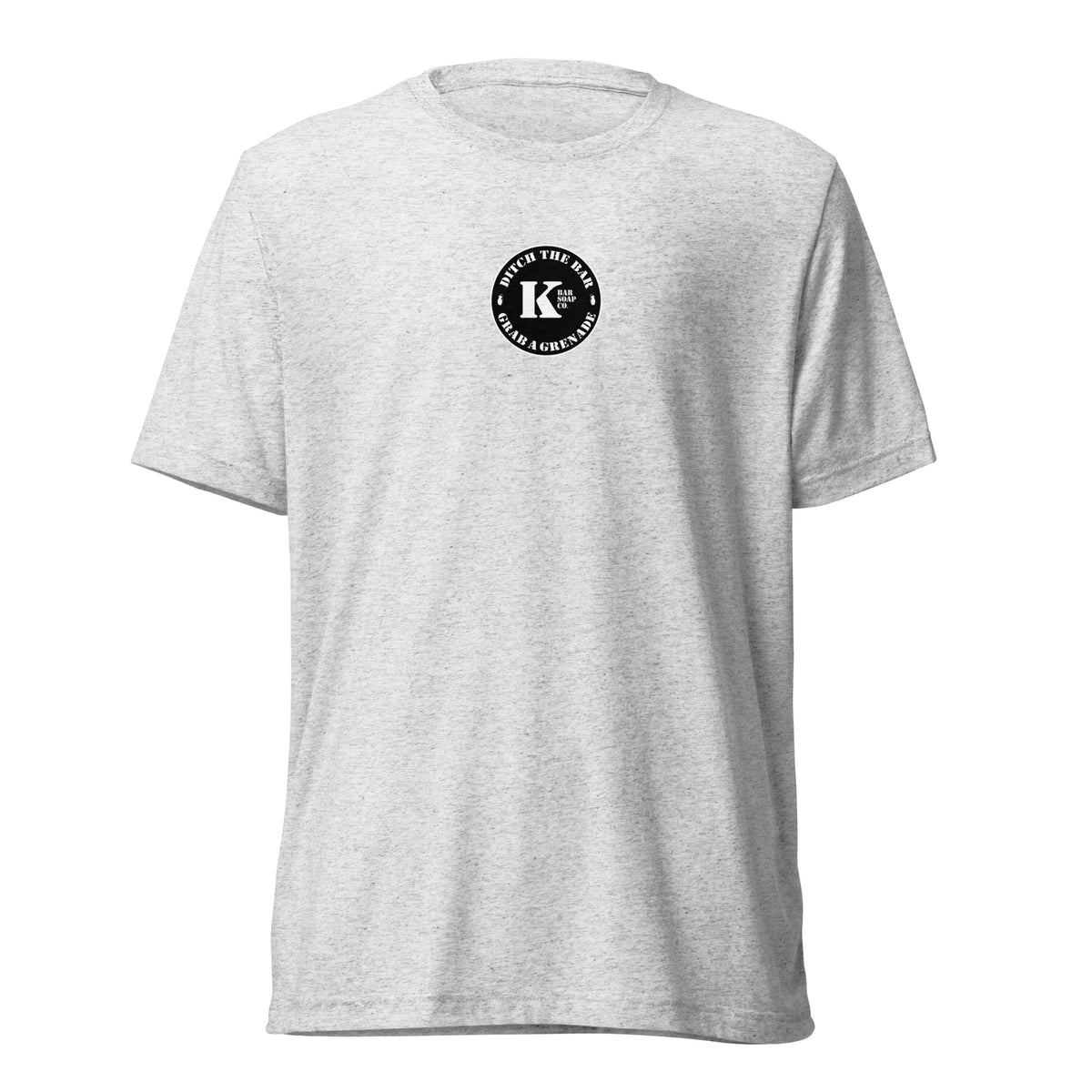 Heather white Pineapple Frag tri-blend t-shirt, front