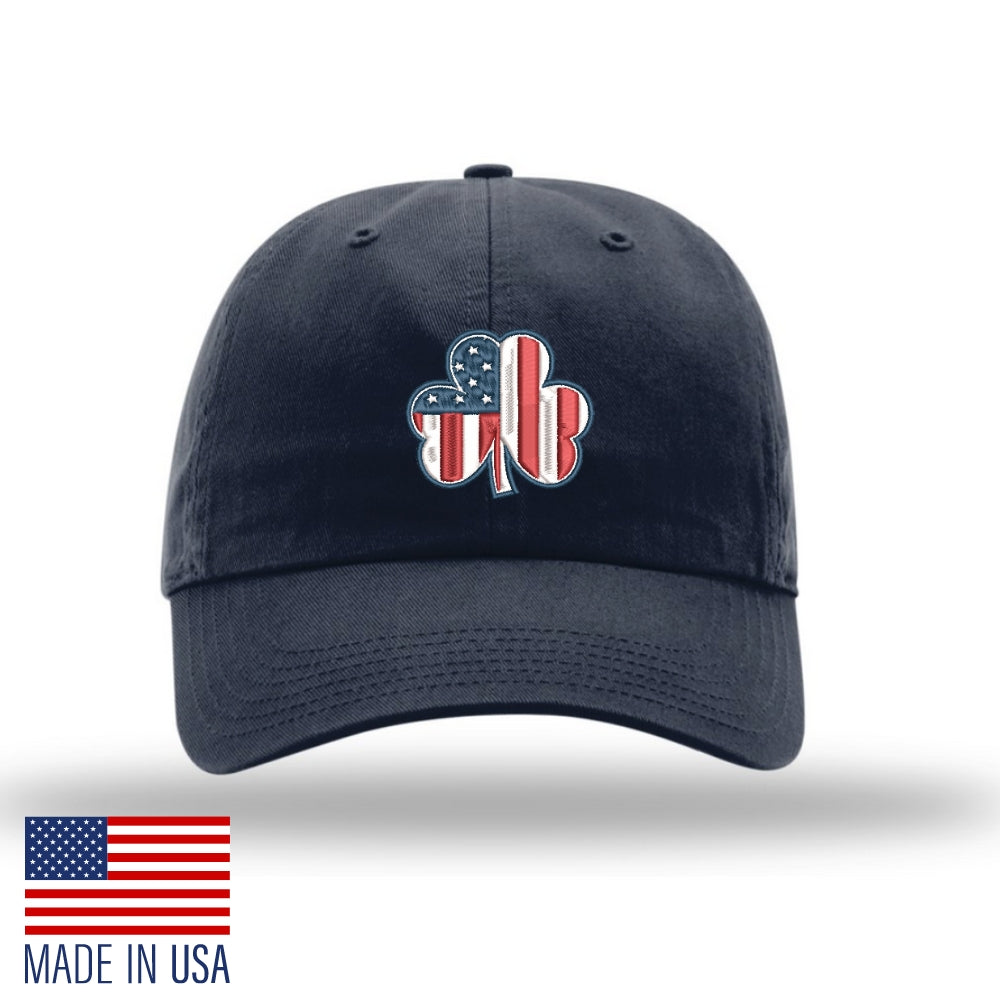 American Flag Shamrock Unstructured Hat