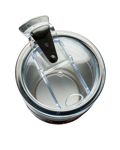 Clear lid on top of tumbler cup 