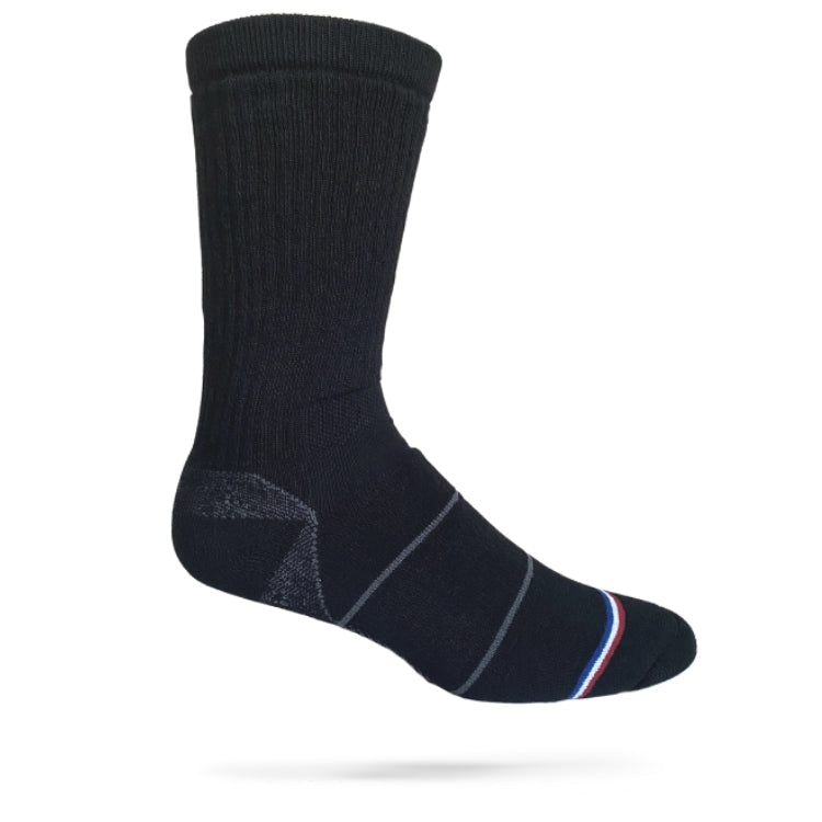 Wool black crew fit sock 