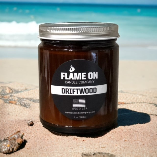 Flame On Driftwood Candle