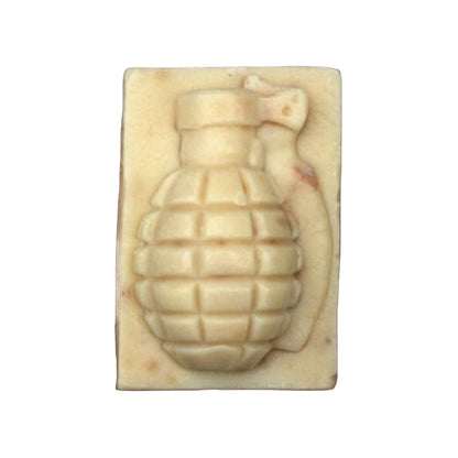 Fluster Cuck grenade soap bar, random scent mix, front view