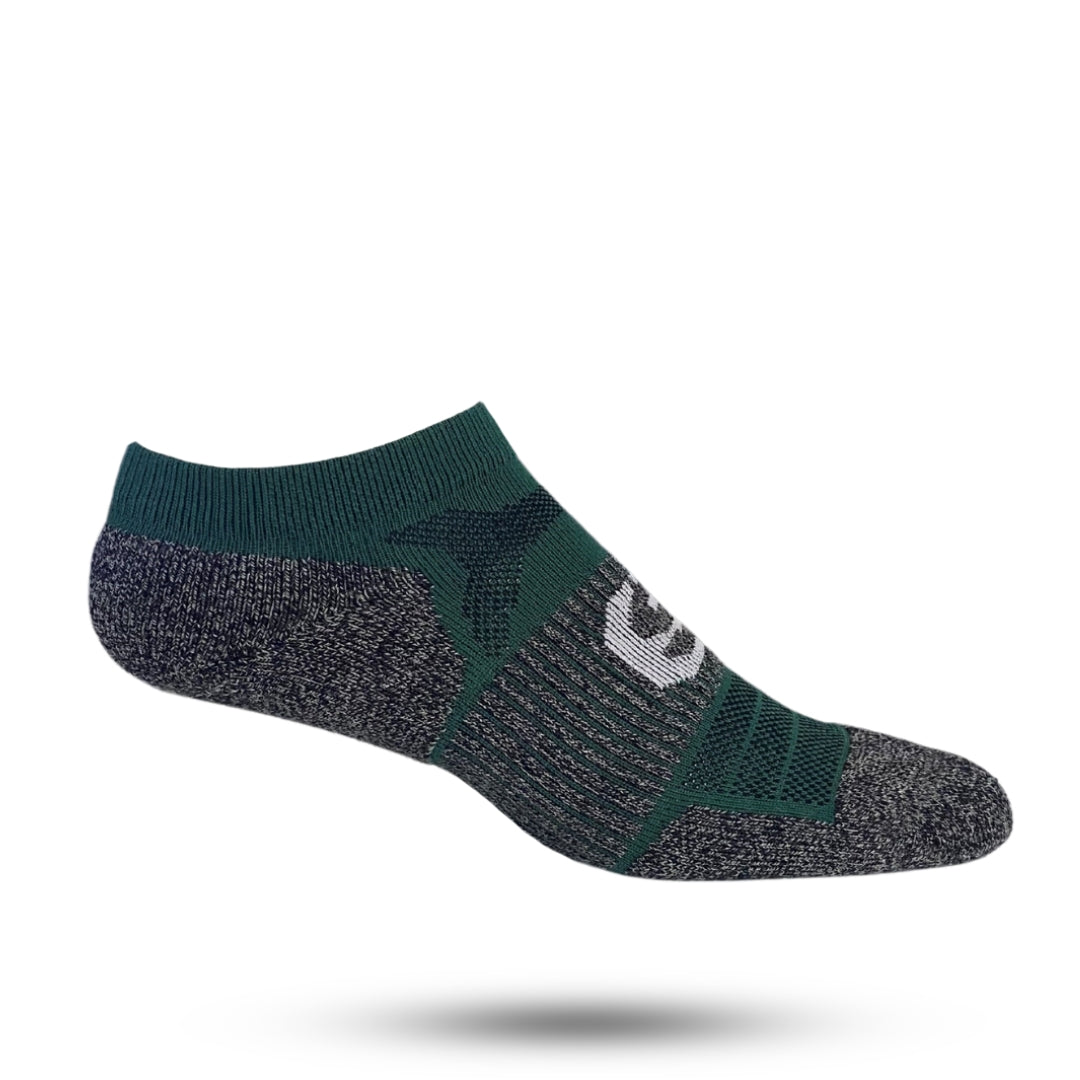 No show socks with green and grey