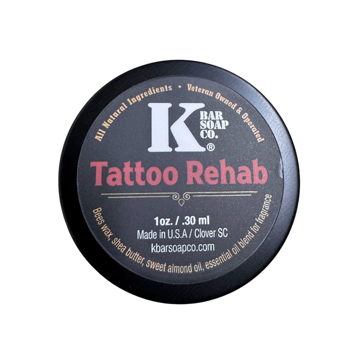 K Bar Soap Co. Tattoo Rehab container on a white background