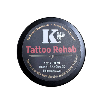 K Bar Soap Co. Tattoo Rehab container on a white background