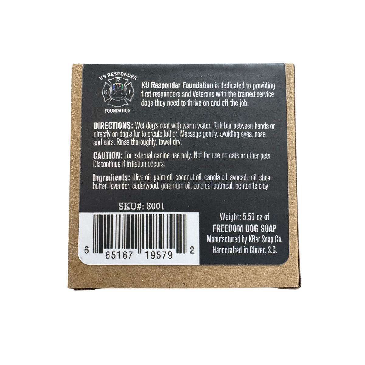 Back of Doggo Decon dog shampoo box with directions and ingredients