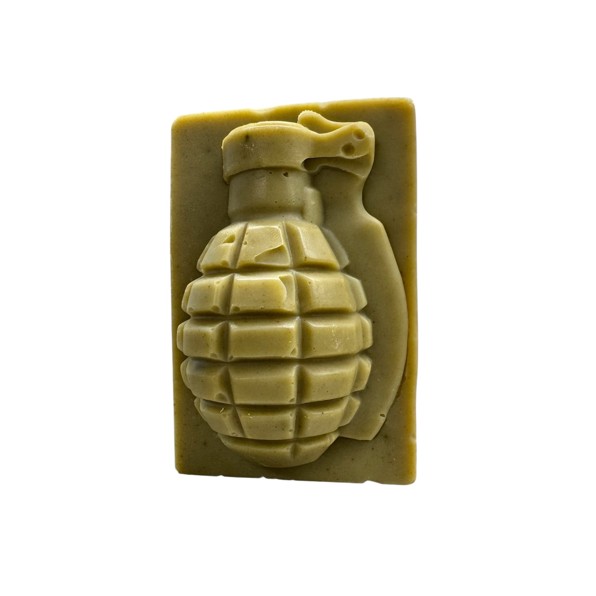 First Light grenade soap bar, spearmint, eucalyptus, citrus, rosemary and cedar, front view