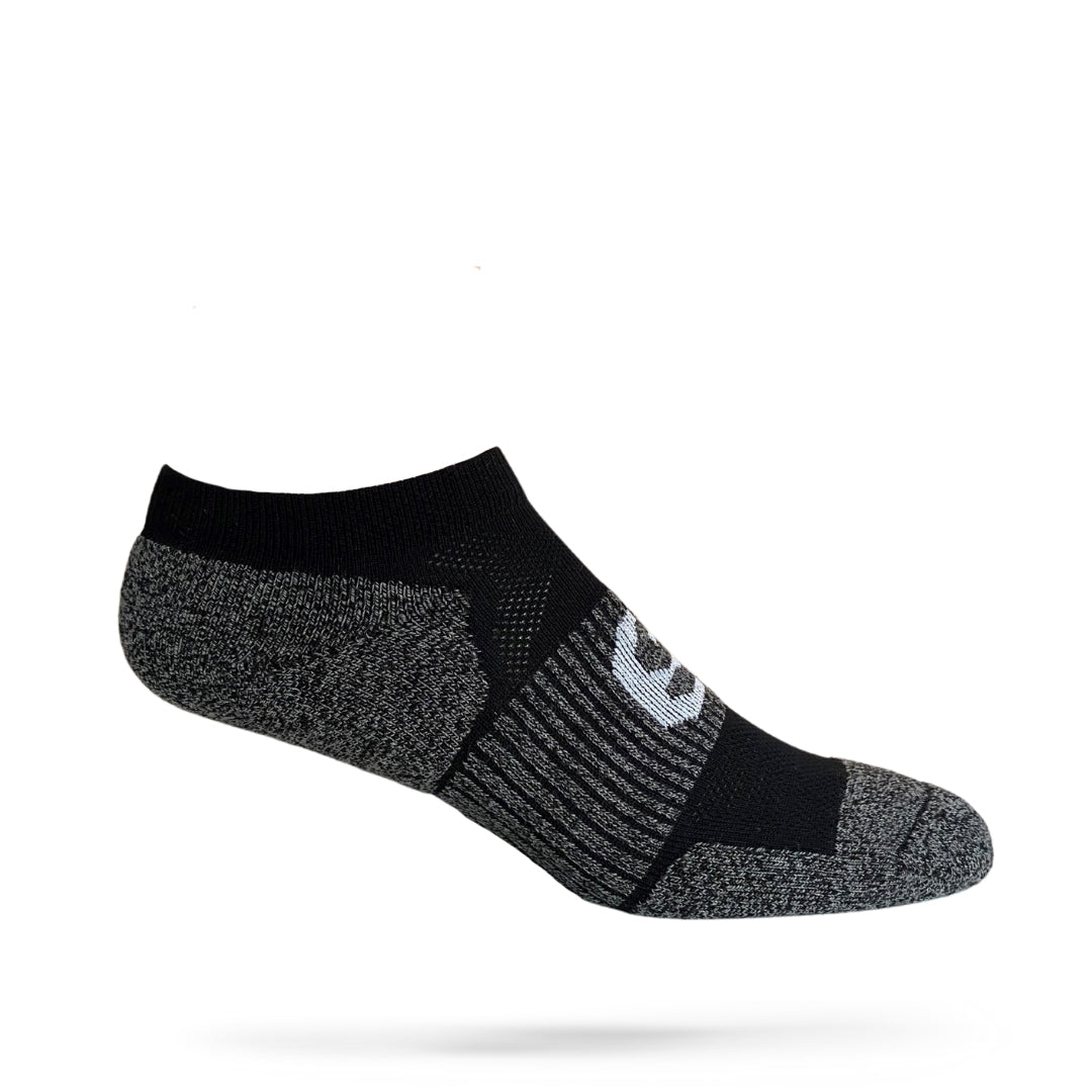 No show socks with black and grey 
