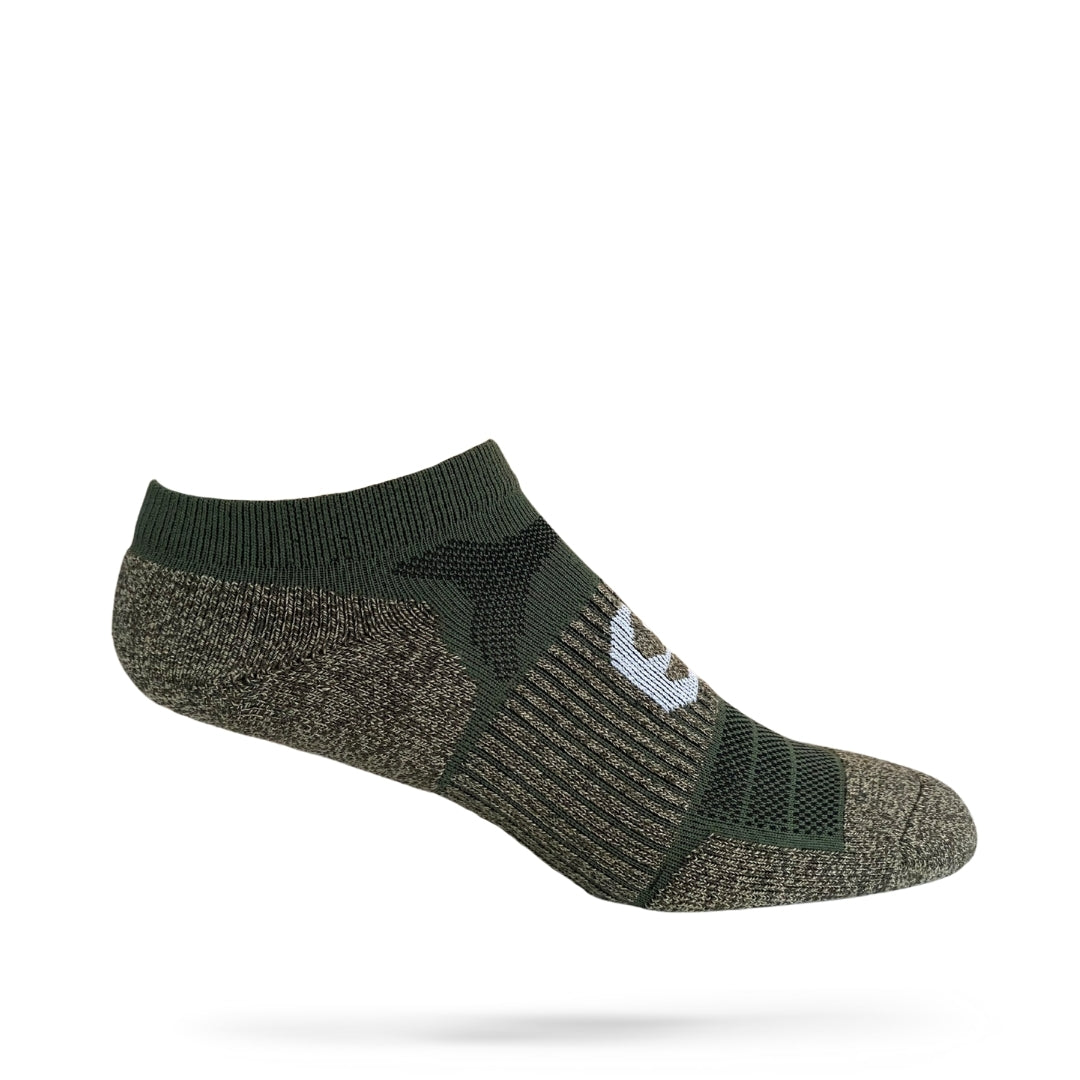 No show socks with olive green and grey 