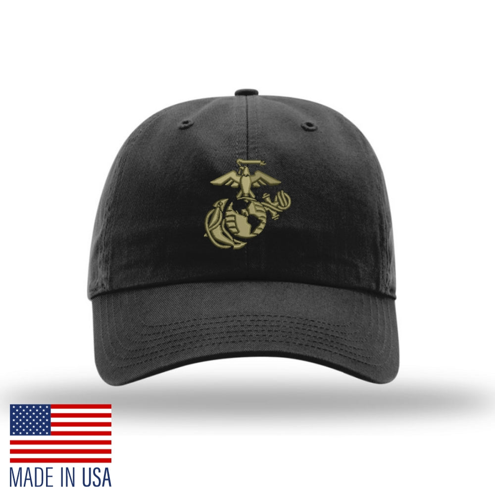 
                  
                    Eagle Globe & Anchor Unstructured USMC Hat with 3D embroidery- Black Hat w/ OD
                  
                