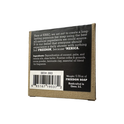 Back of Reveille bar soap box with ingredients and weight