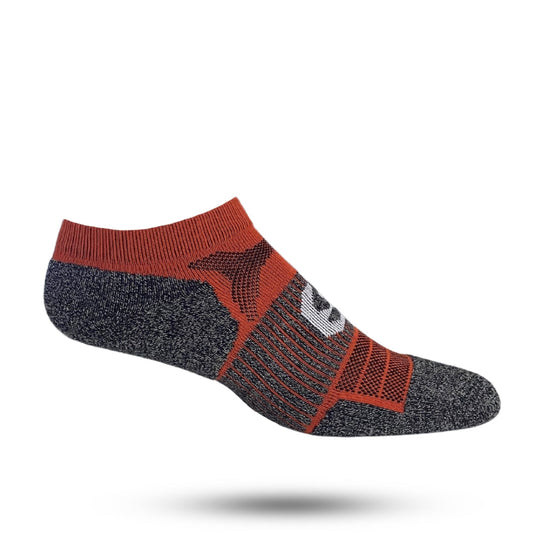 No show sock with orange and grey colors 