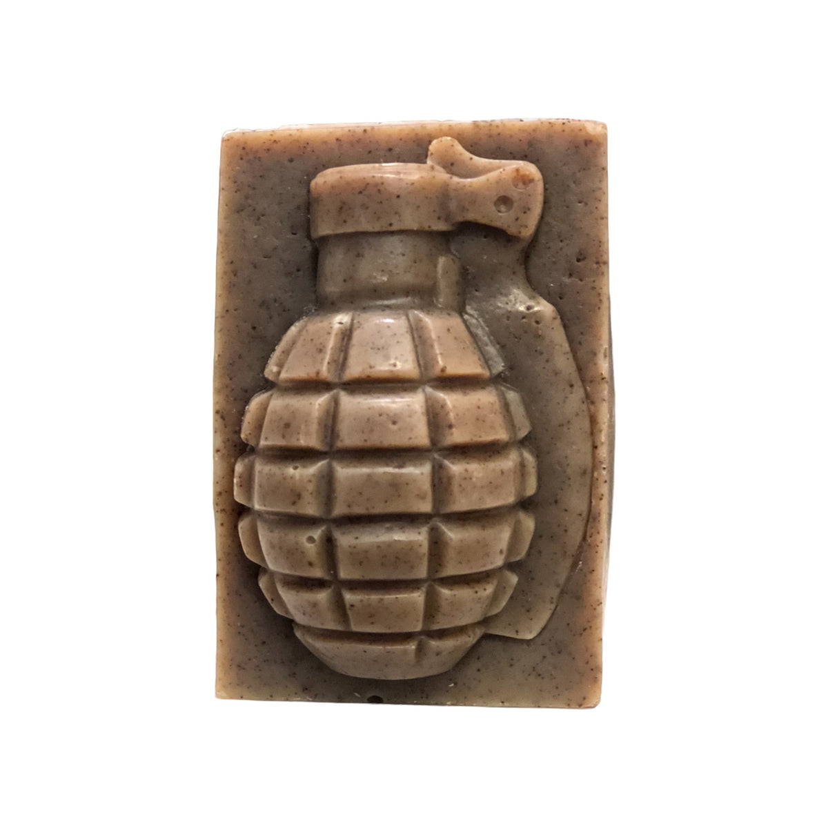 Whiskey & Bad Decisions natural grenade soap bar, angled view