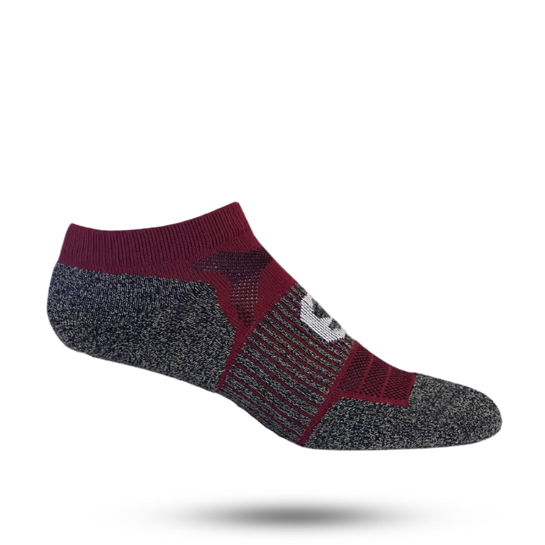 No show socks with grey and red colors
