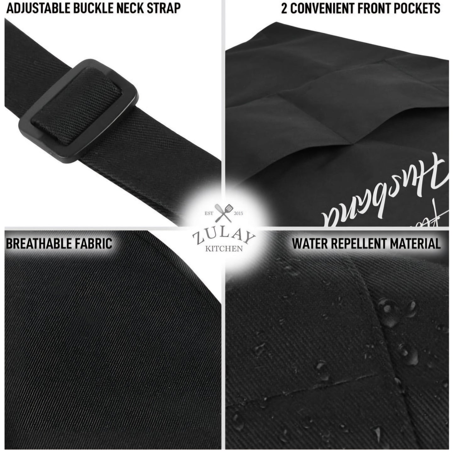 
                  
                    2-Pack Aprons for Women Men & Couples Black Apron with Pockets Husband and Wife
                  
                