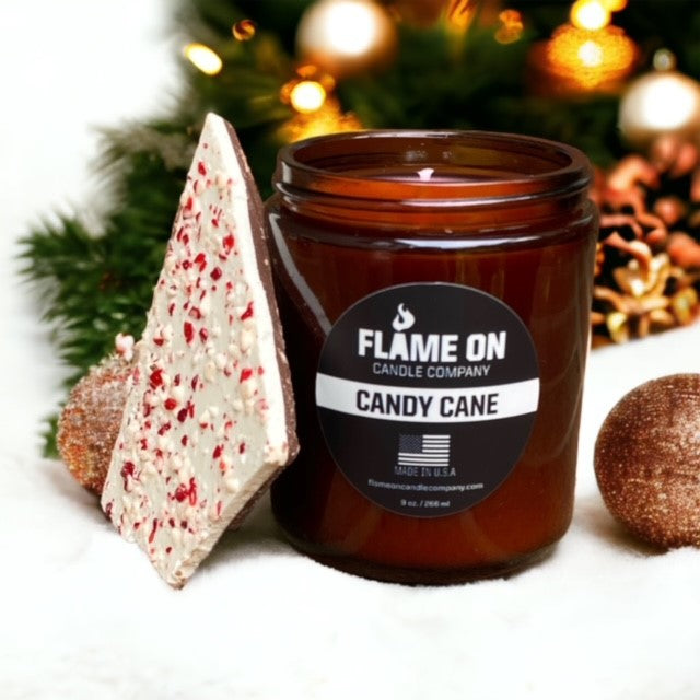 Flame On Candy Cane Peppermint Bark Candle