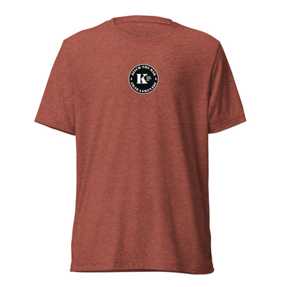 Clay red Pineapple Frag tri-blend t-shirt, front