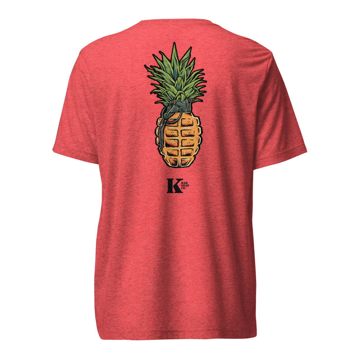Red Pineapple Frag tri-blend t-shirt, back