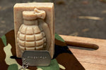 Firewatch Cedar Scent Soap Grenade on camo with dog tag