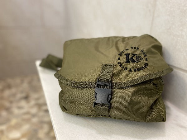 K Bar Dopp Bag folded up 