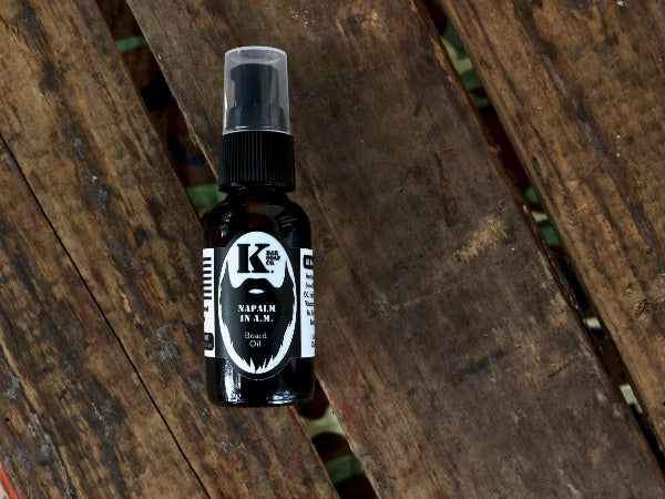 Napalm in the AM Beard Oil from K Bar Soap Co