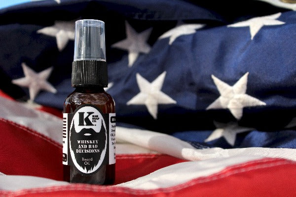 Whiskey & Bad Decisions Beard Oil on American flag