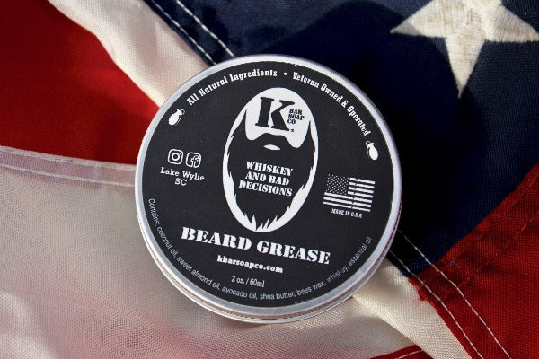 Whiskey & Bad Decisions Beard Grease on American flag